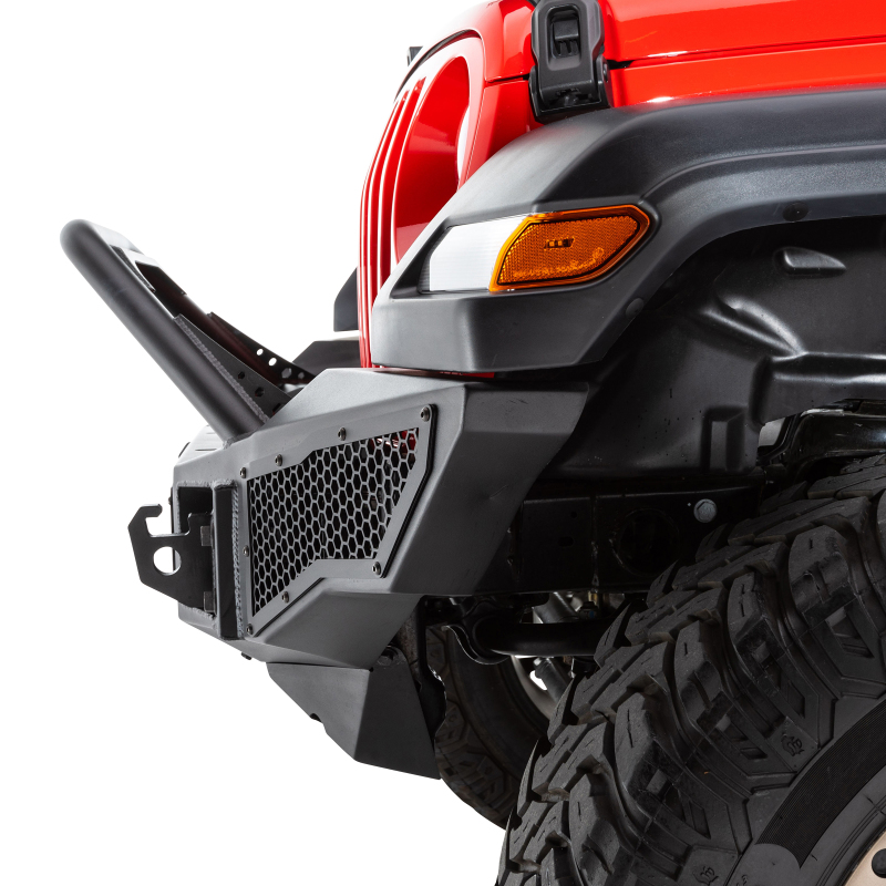 Jeep Wrangler JK Bumper - Front - Go Rhino - Rockline Full Width + Overrider - Textured Black - `07-`20